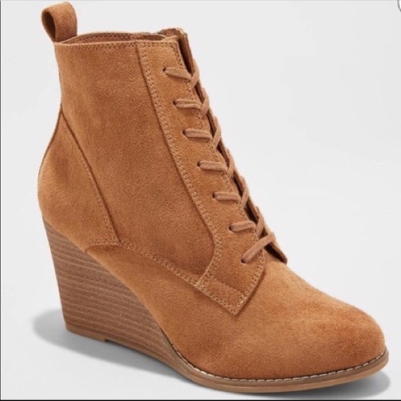 a new day Shoes - Wedge lace up booties faux suede